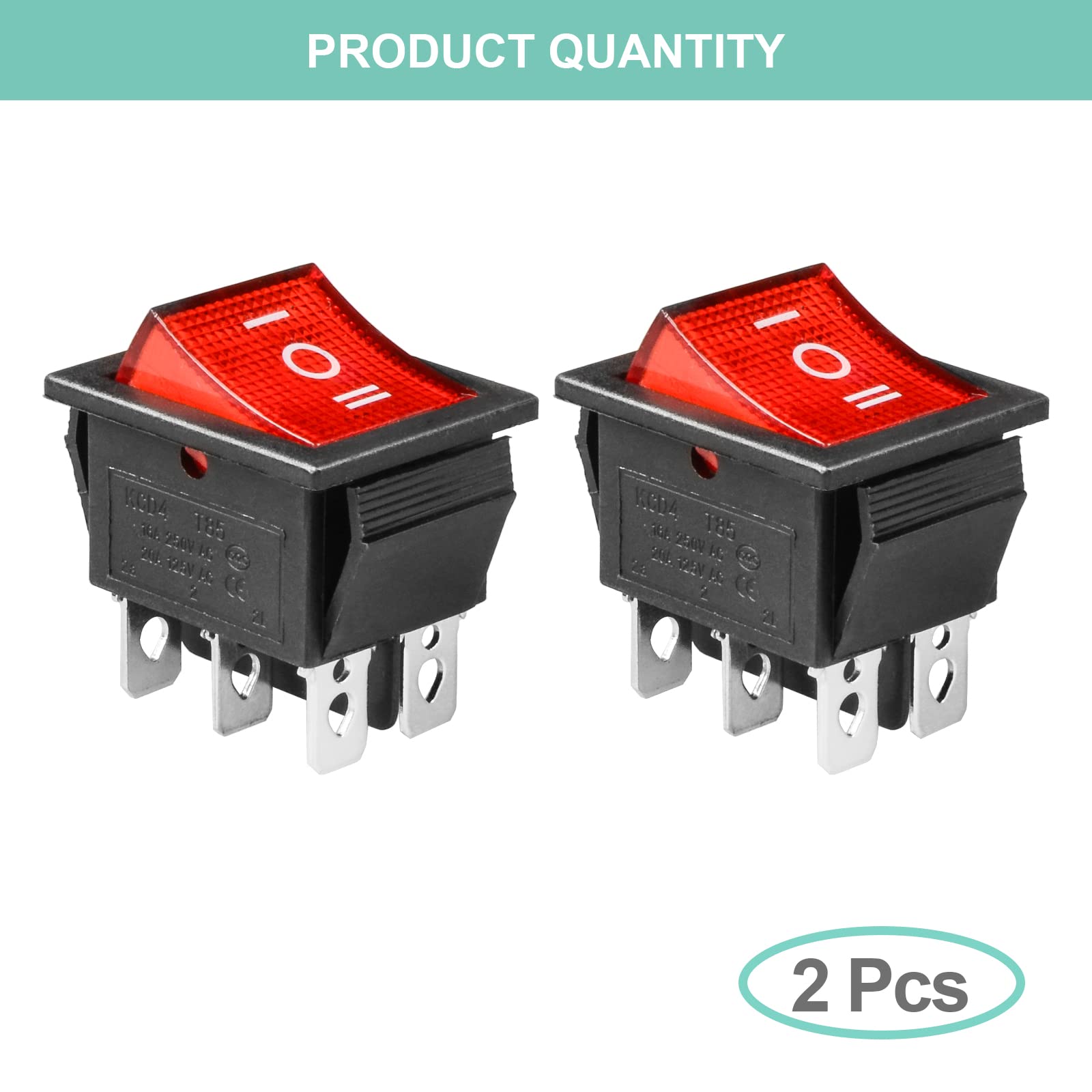 QTEATAK 2Pcs AC 20A/125V 15A/250V DPST 6 Pins 3 Position ON-Off-ON